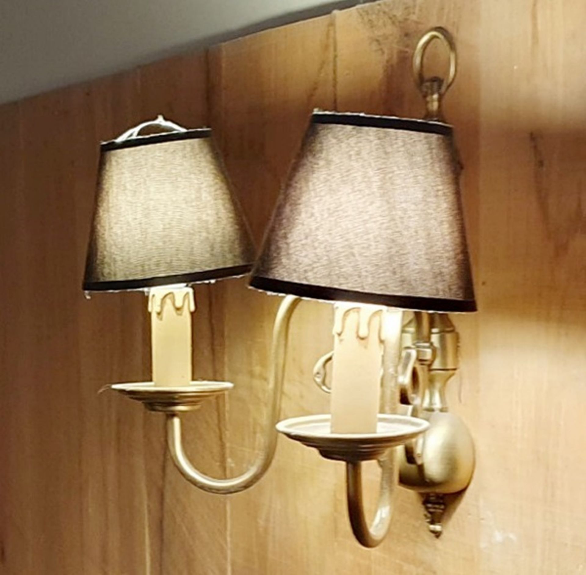 3 x Candle Style Wall Sconce Lights With Shaders - H34 x W37 x D20 cms Ref PA148 - CL463 - Location: - Image 2 of 2