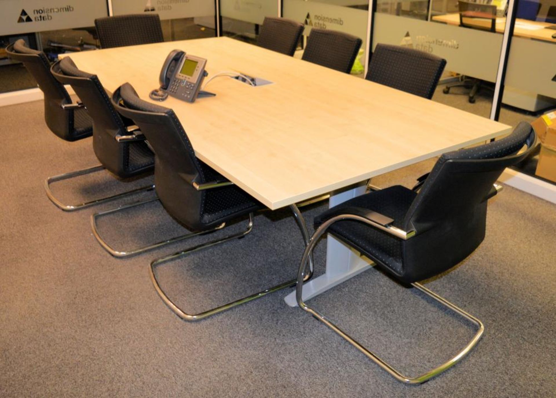 8 x Stackable Boardroom Meeting Chairs in Black With Chrome Stands and Arm Rests - Contemporary - Image 5 of 7