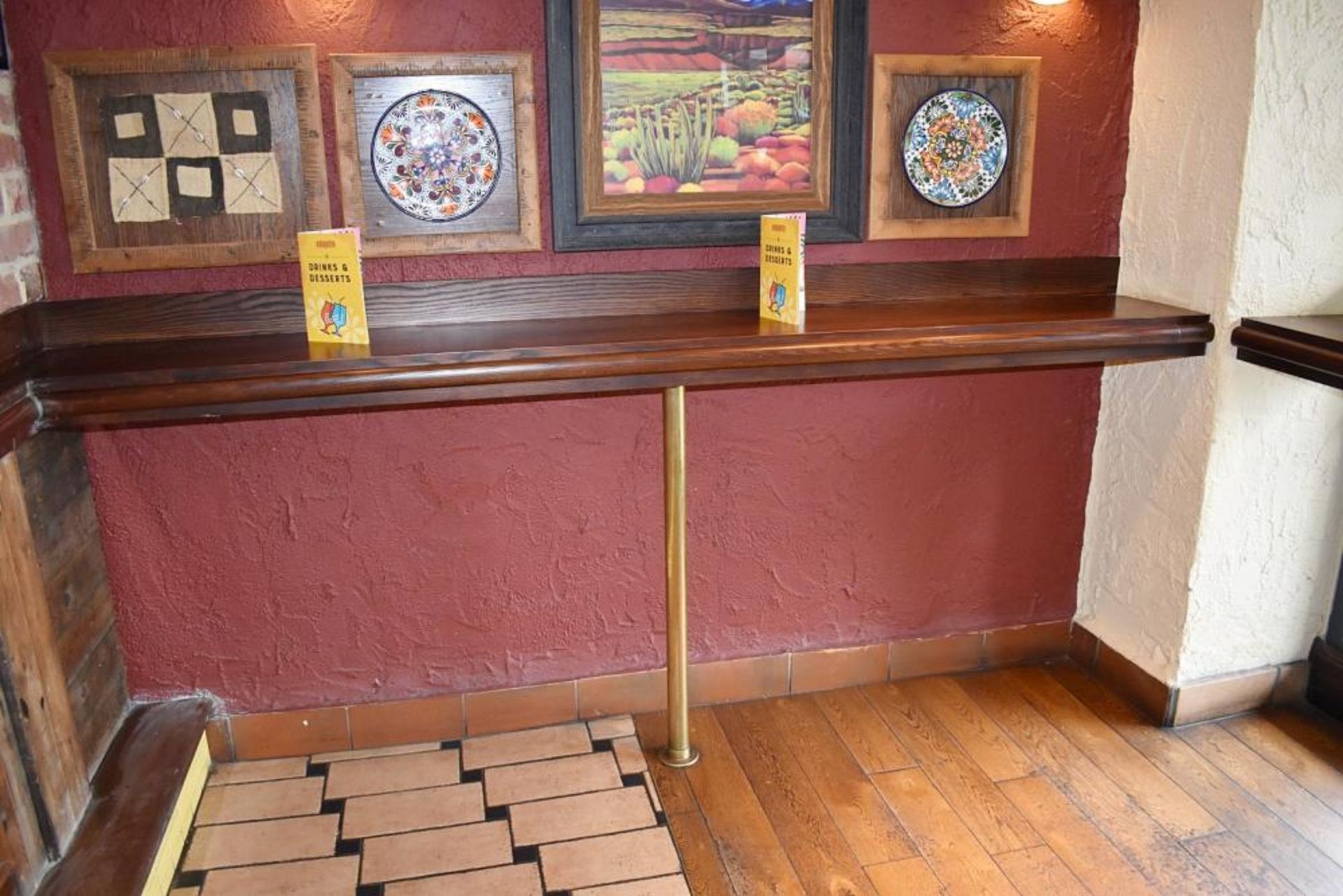 2 x Bar Seating Benches With Brass Supports - L203 / 256 x D42 cms - Location: London W3Please - Image 4 of 6