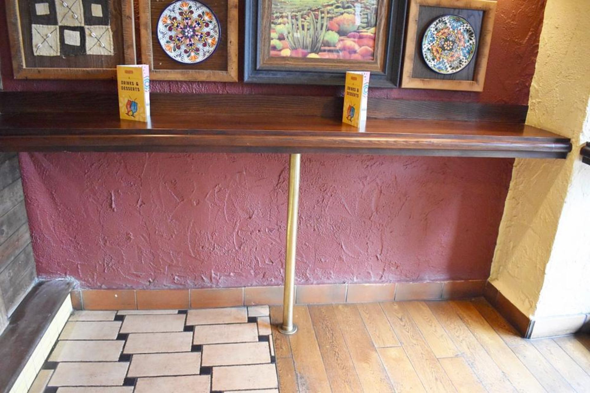 2 x Bar Seating Benches With Brass Supports - L203 / 256 x D42 cms - Location: London W3Please - Image 3 of 6