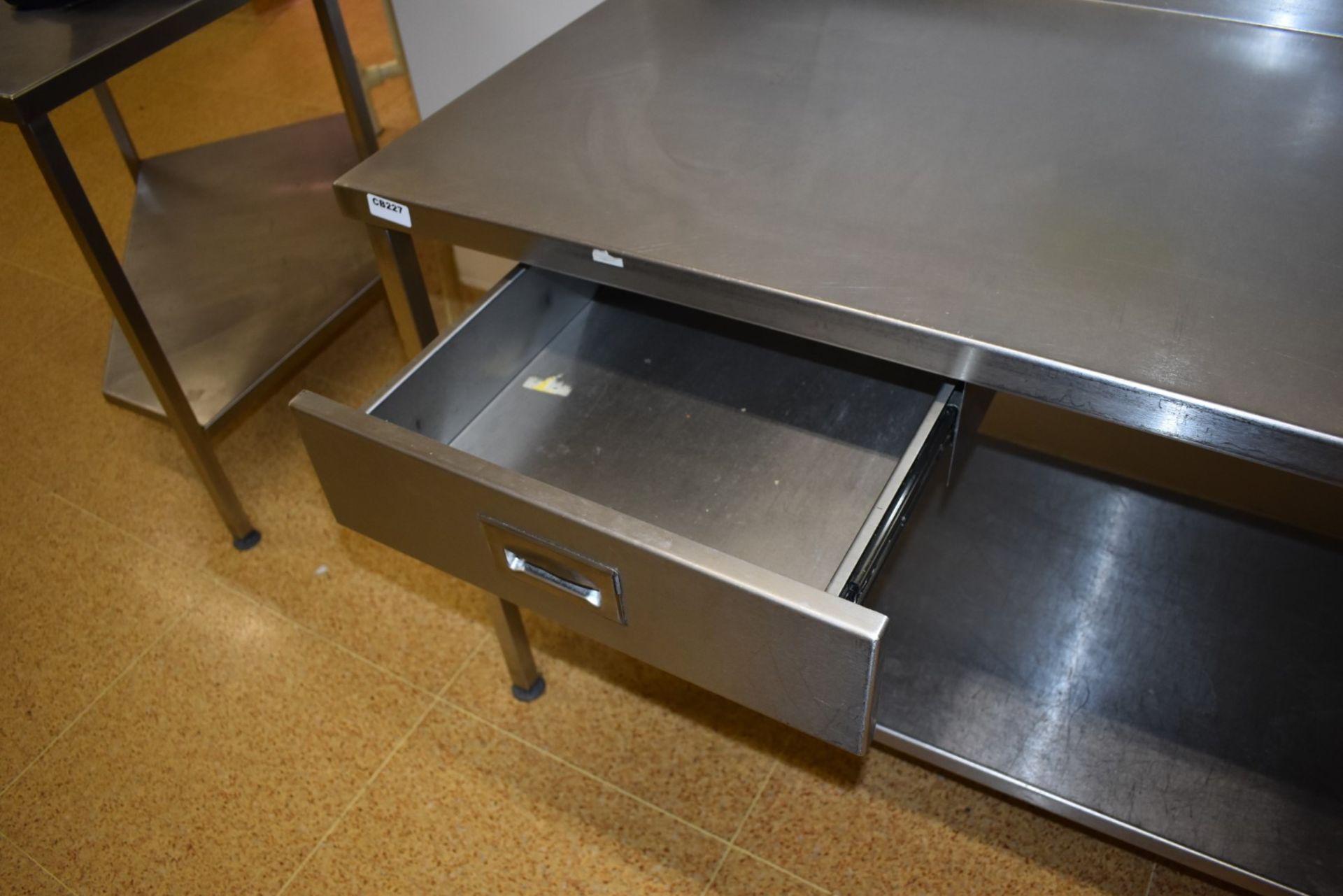 1 x Large Stainless Steel Prep Table With Upstand, Undershelf and Single Integrated Drawer H85 x - Image 5 of 5