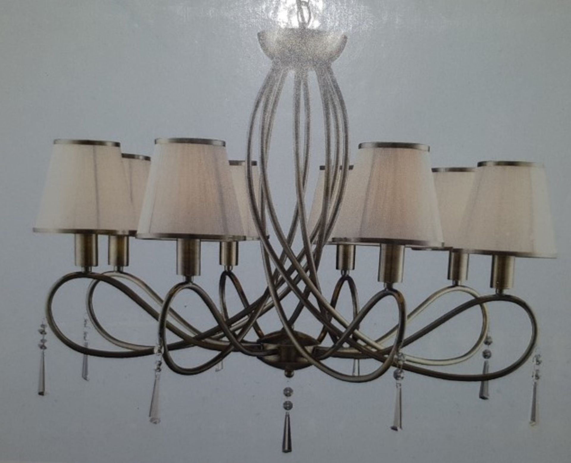 1 x Searchlight Simplicity 8 Light Ceiling Chandelier in Antique Brass - Product Code 1038-8AB