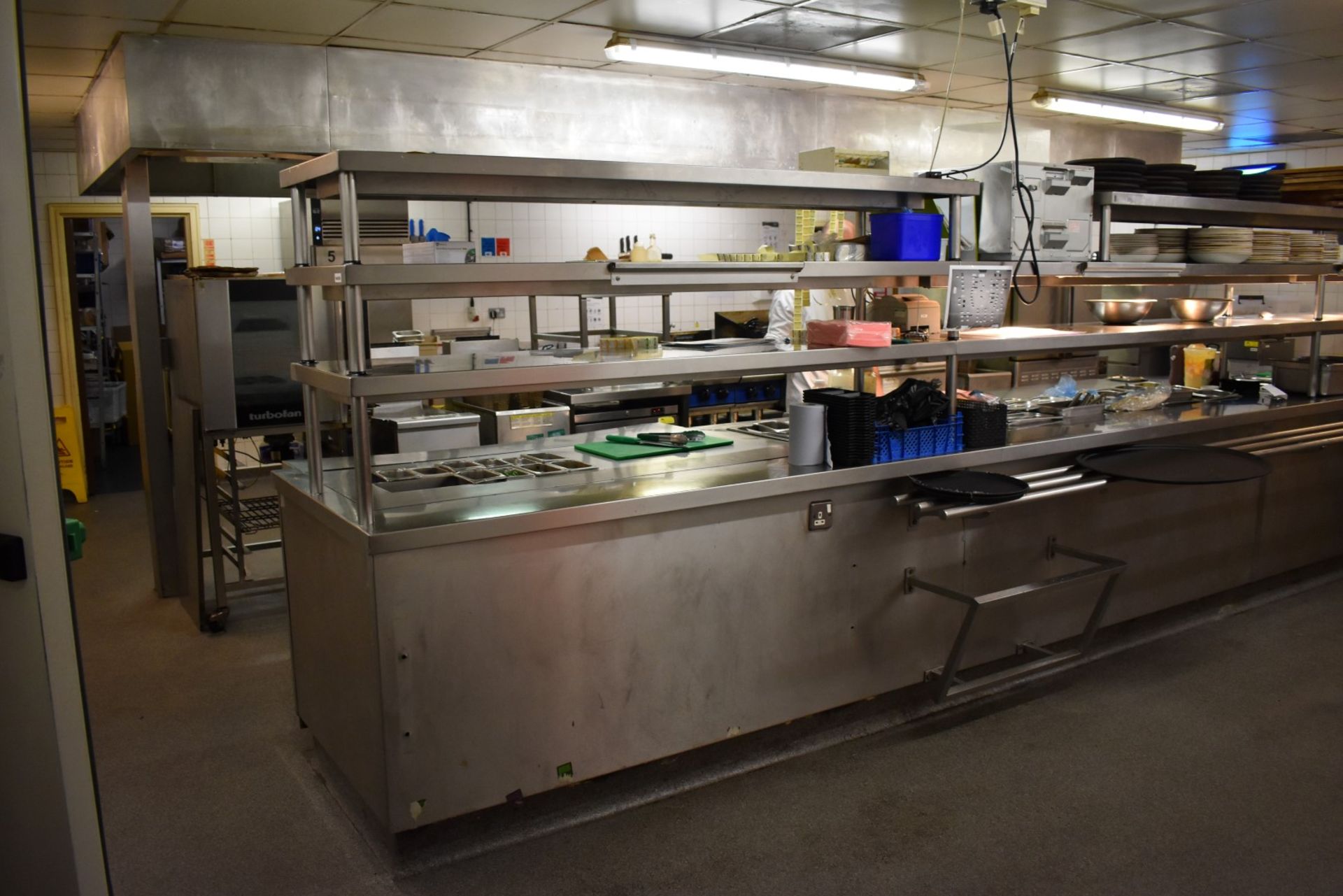 1 x Large Commercial Kitchen Passthrough Heated Gantry Island With Integrated Fosters Undercounter - Image 3 of 22