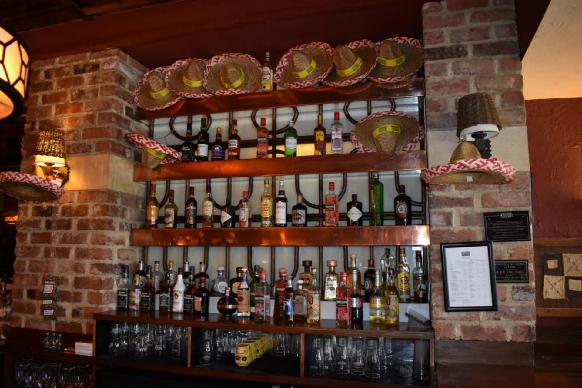 2 x Backbar Shelving Units With Copper Coloured Shelves and Leaded Effect Backs - Approx - Image 4 of 6