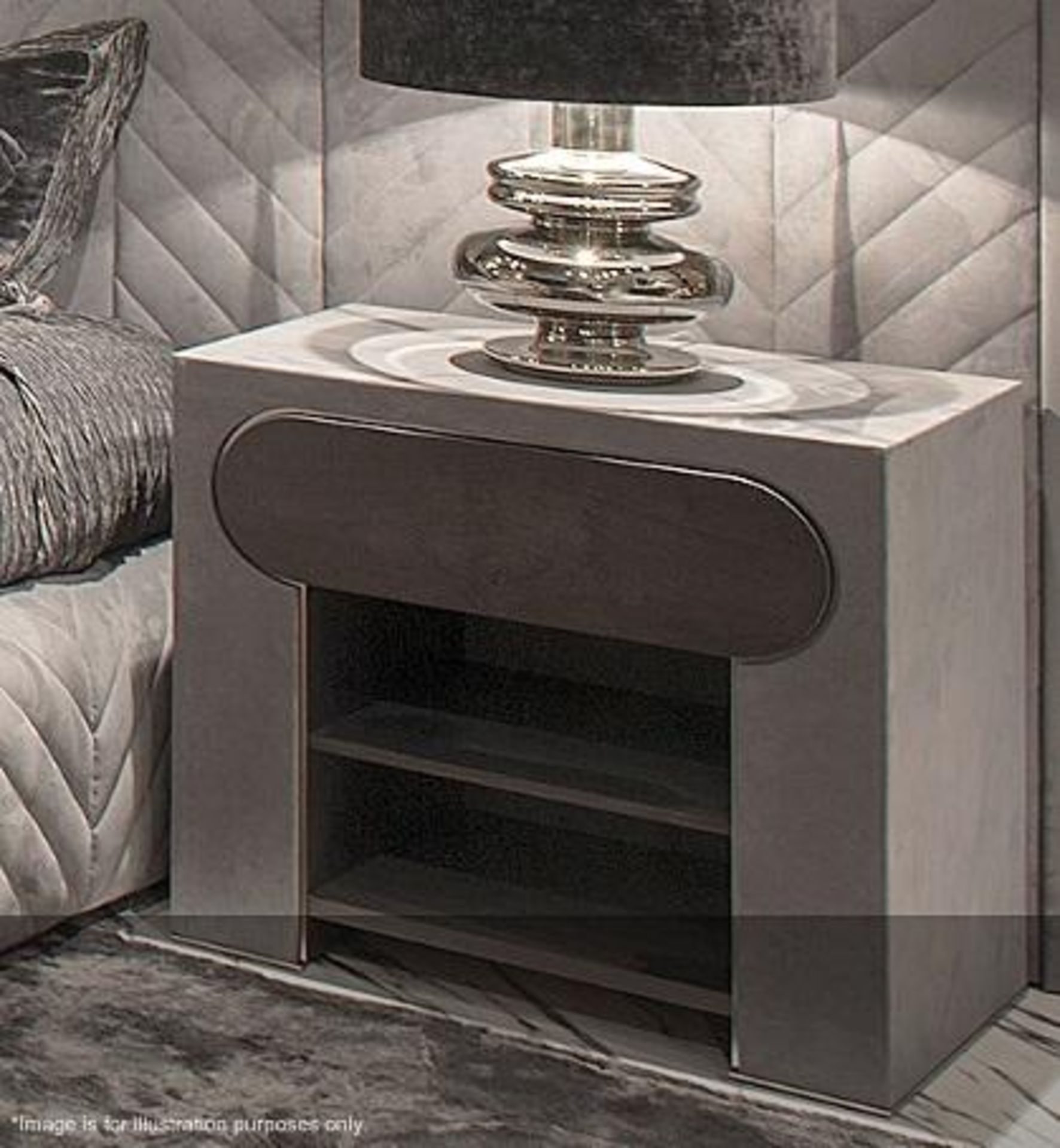 A Pair Of SMANIA 'Lock' Upholstered Nightstand Bedside Cabinets (Colock01) - Dimensions: W71 x H66 x