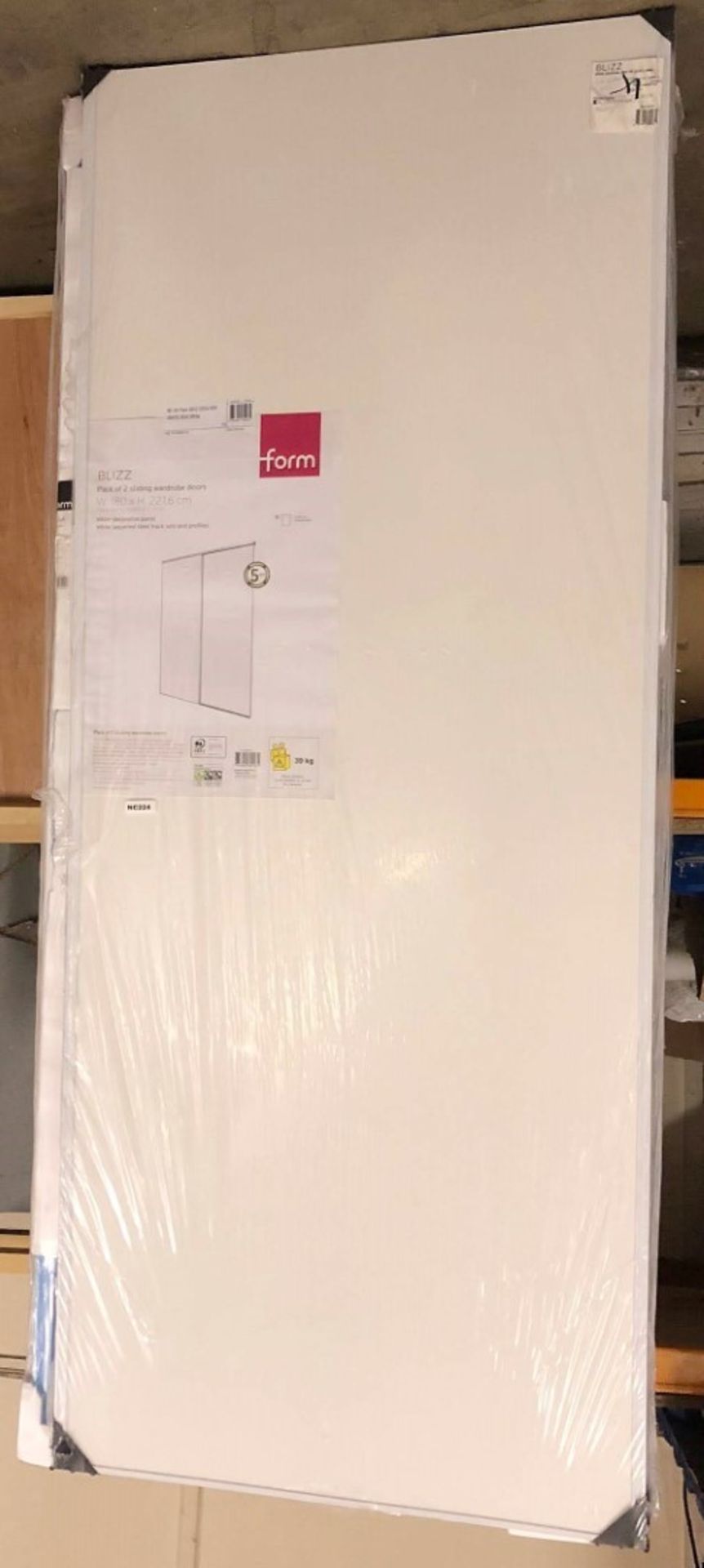 1 x BLIZZ Pack of 2 Sliding Wardrobe Doors In White Decorative Panel With White Lacquered Steel Trac - Image 3 of 3