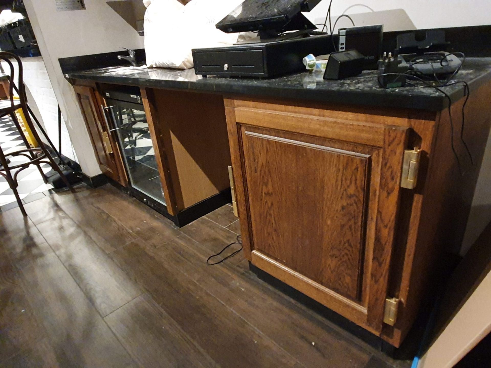 1 x Preparation Counter Unit With Oak Doors and Brass Hardware, Black Granite Work Surface and - Image 3 of 3