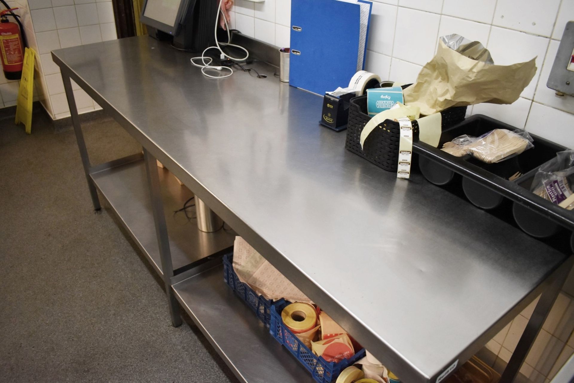 1 x Stainless Steel Commercial Prep Bench With Upstand and Undershelf - H81 x W210 x D70 cm - Ref C5 - Image 2 of 3