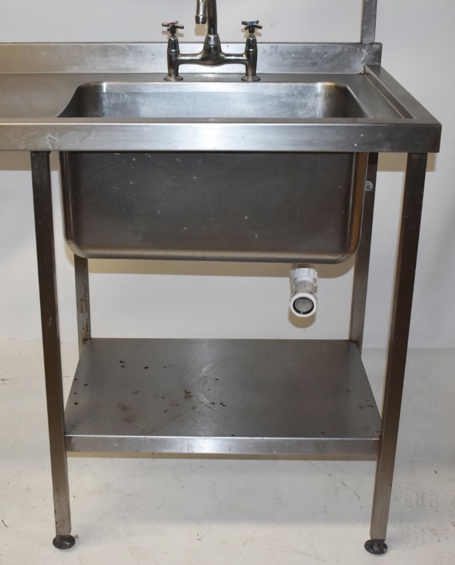 1 x Stainless Steel Sink Basin Wash Stand Unit - Right Hand Sink Basin With Mixer Taps, Drip Proof - Image 9 of 9