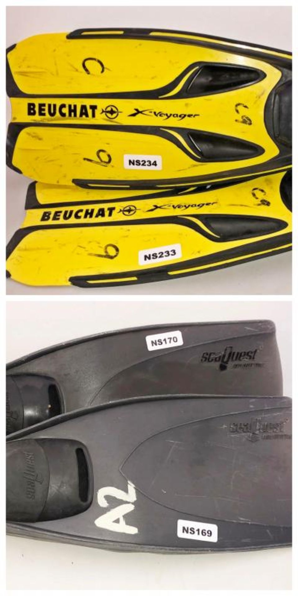 2 x Pairs Of Size 8-9 Diving Fins - Ref: NS169, NS170, NS225, NS226 - CL349 - Location: Altrincham W