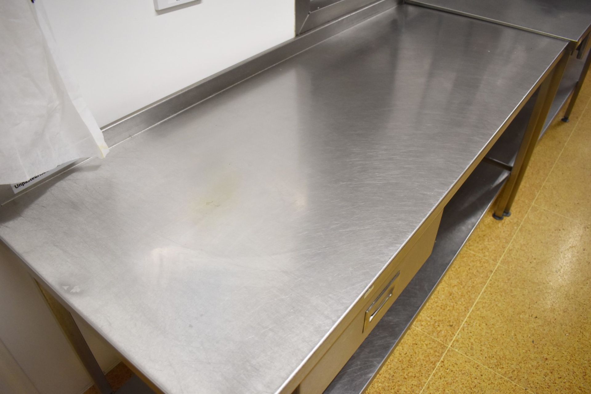 1 x Large Stainless Steel Prep Table With Upstand, Undershelf and Single Integrated Drawer H85 x - Image 4 of 5