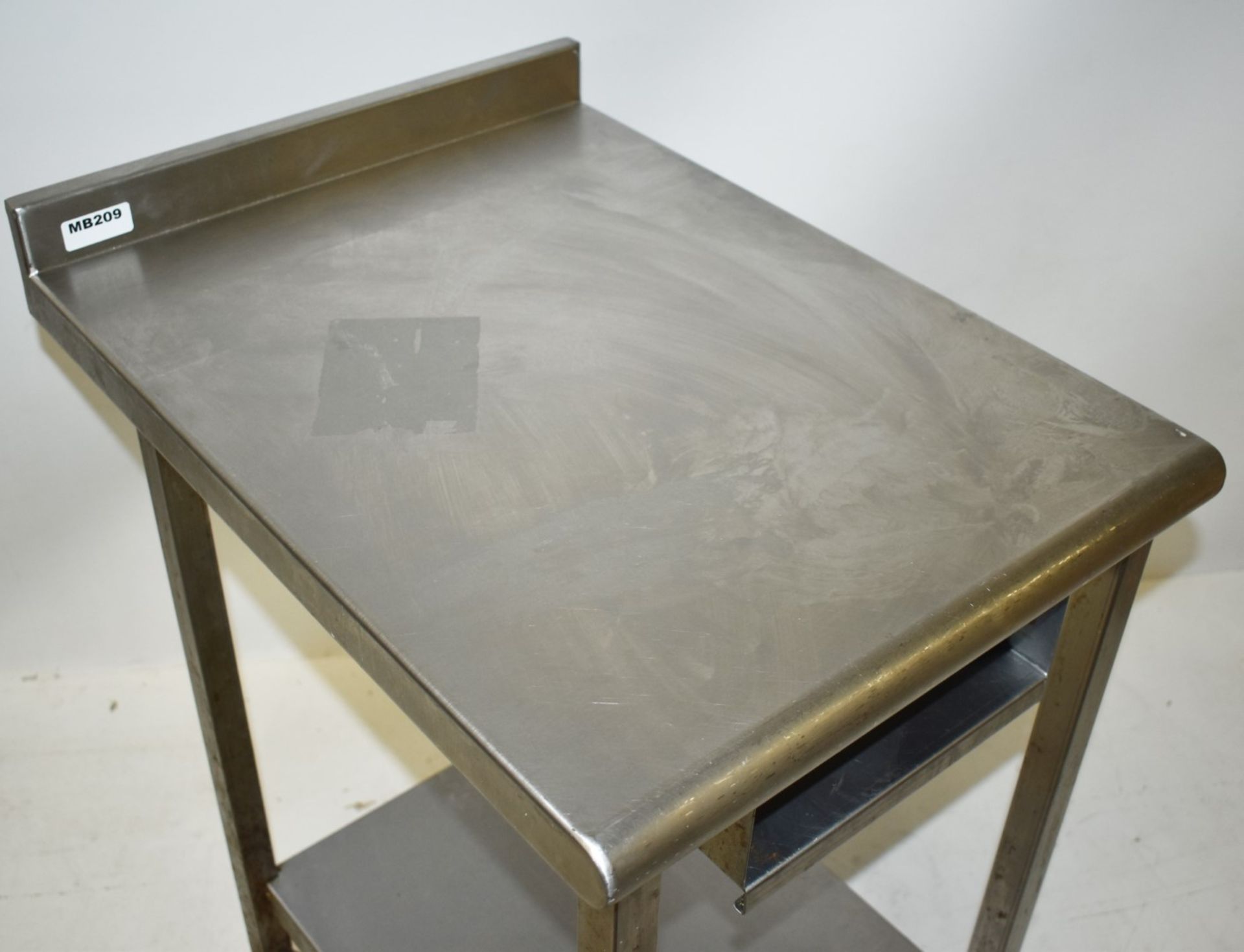 1 x Stainless Steel Prep Bench With Upstand, Undershelf and Castors - H82 x W48 x D66 cms - - Image 2 of 2