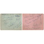 MANCHESTER UNITED: A good pair of pages removed from an autograph album multiple signed by sixteen