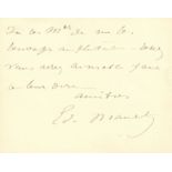 MANET EDOUARD: (1832-1883) French Painter. A curious A.L.S, `Ed. Manet´, two pages, to a 4.5 x 3.