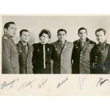 GAGARIN & RUSSIAN COSMONAUTS: An excellent vintage multiple signed 11.5 x 9.