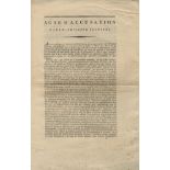 [CUSTINE & FOUQUIER TINVILLE]: Rare contemporary large printed indictment, four pages, large folio,