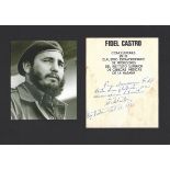 CASTRO FIDEL: (1926-2016) Cuban Prime Minister 1959-76, later President 1976- 2008.