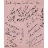 SOUTH AFRICA CRICKET: A good set of eighteen bold black fountain pen ink signatures by the South