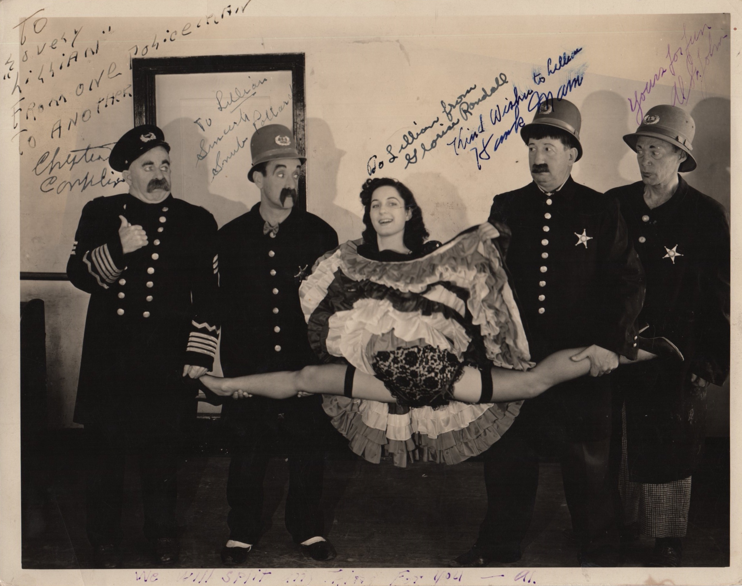 KEYSTONE KOPS: A wonderful vintage multiple signed and inscribed 10 x 8 photograph by four members