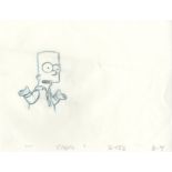 SIMPSONS THE: Two original colour pencil drawings depicting Bart and Homer Simpson,