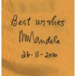 MANDELA NELSON: (1918-2013) President of South Africa 1994-99. Nobel Peace Prize winner, 1993.