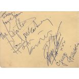 BEATLES THE: A good vintage set of blue ink signatures by all four members of The Beatles