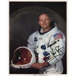 APOLLO XI: A good set of three individual signed colour 8 x 10 photographs by the crew members of