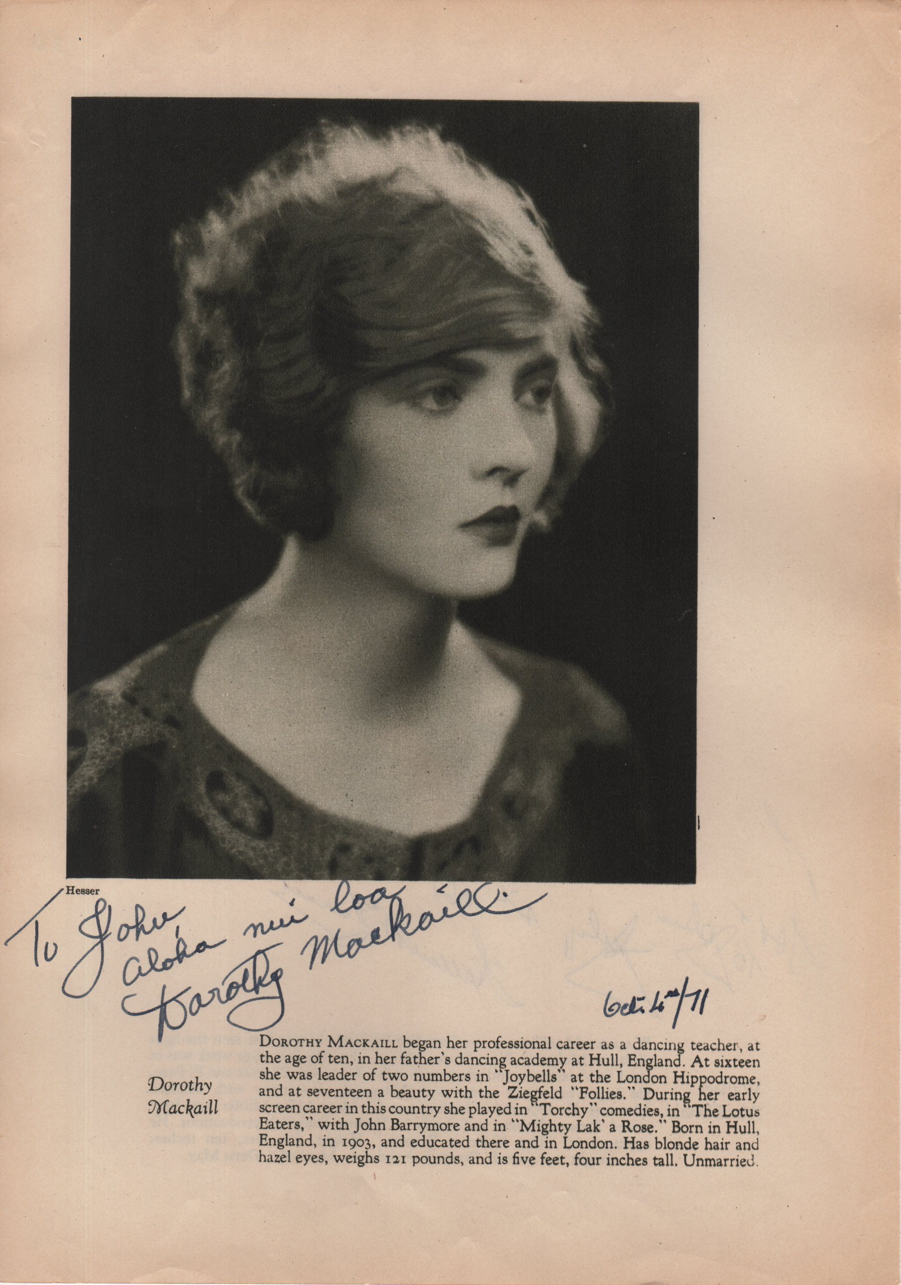 SILENT SCREEN: Selection of vintage signed sepia 4to pages by various Silent Screen actresses, - Image 4 of 11