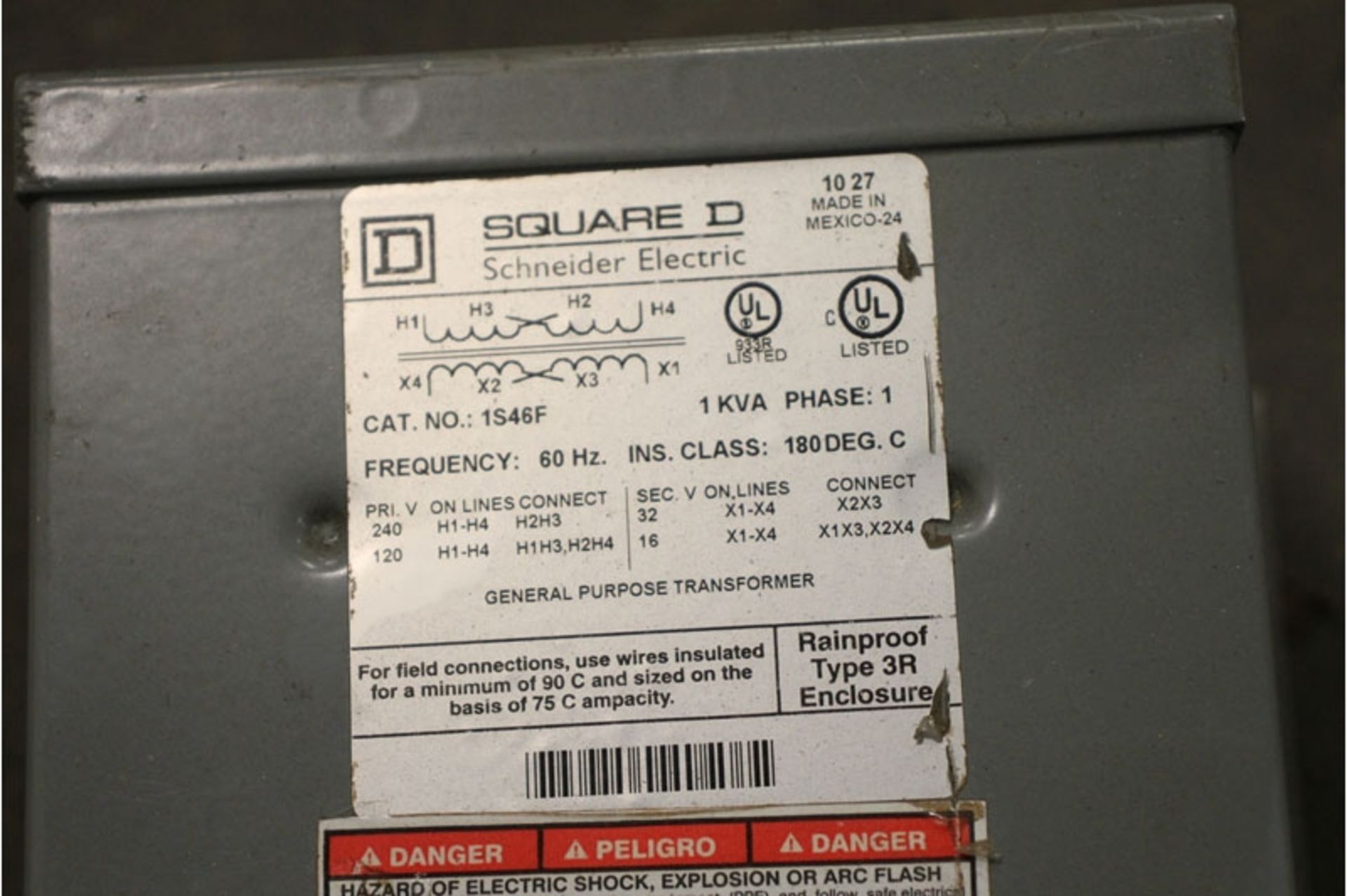 Square D 1KVA 240-120v, 1ph Transformer - Image 2 of 3