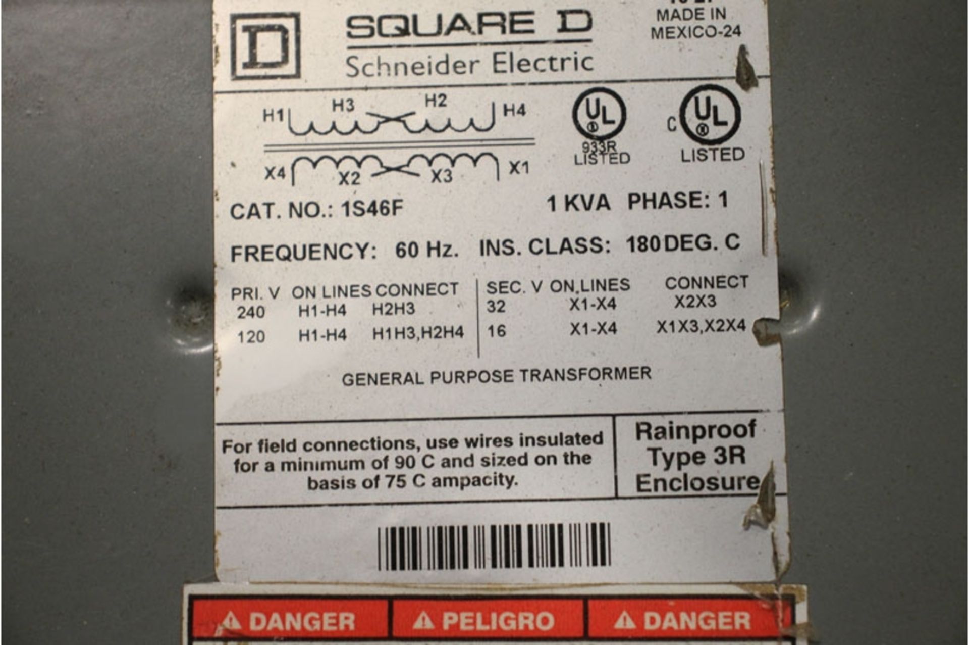 Square D 1KVA 240-120v, 1ph Transformer - Image 3 of 3