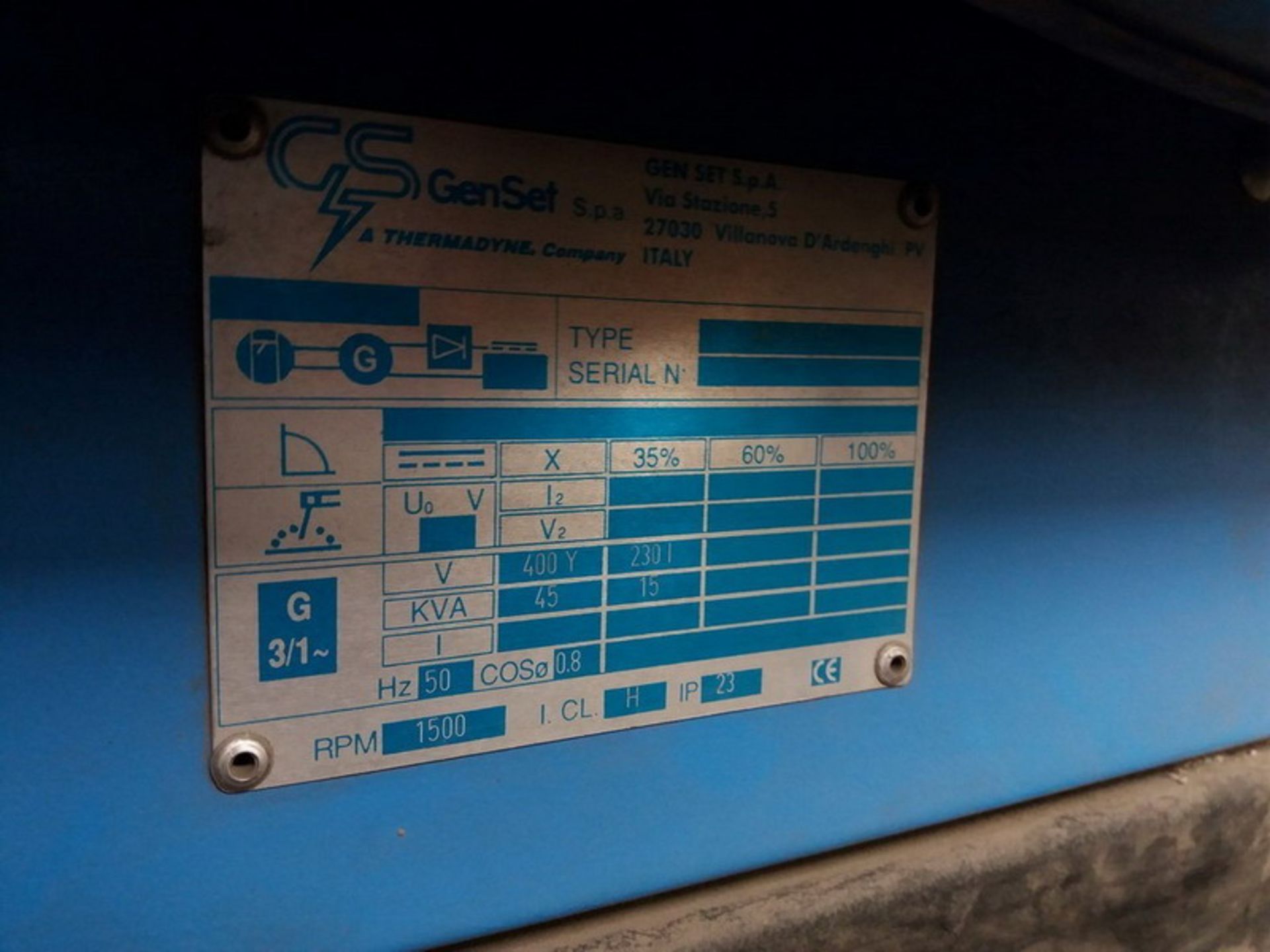 N. 42 (939 V.F. ) GENERATORE DI CORRENTE CARRELLATO GENSET NG45LPS 45KW, 431 ORE, MOTORE PERKINS - Image 3 of 3