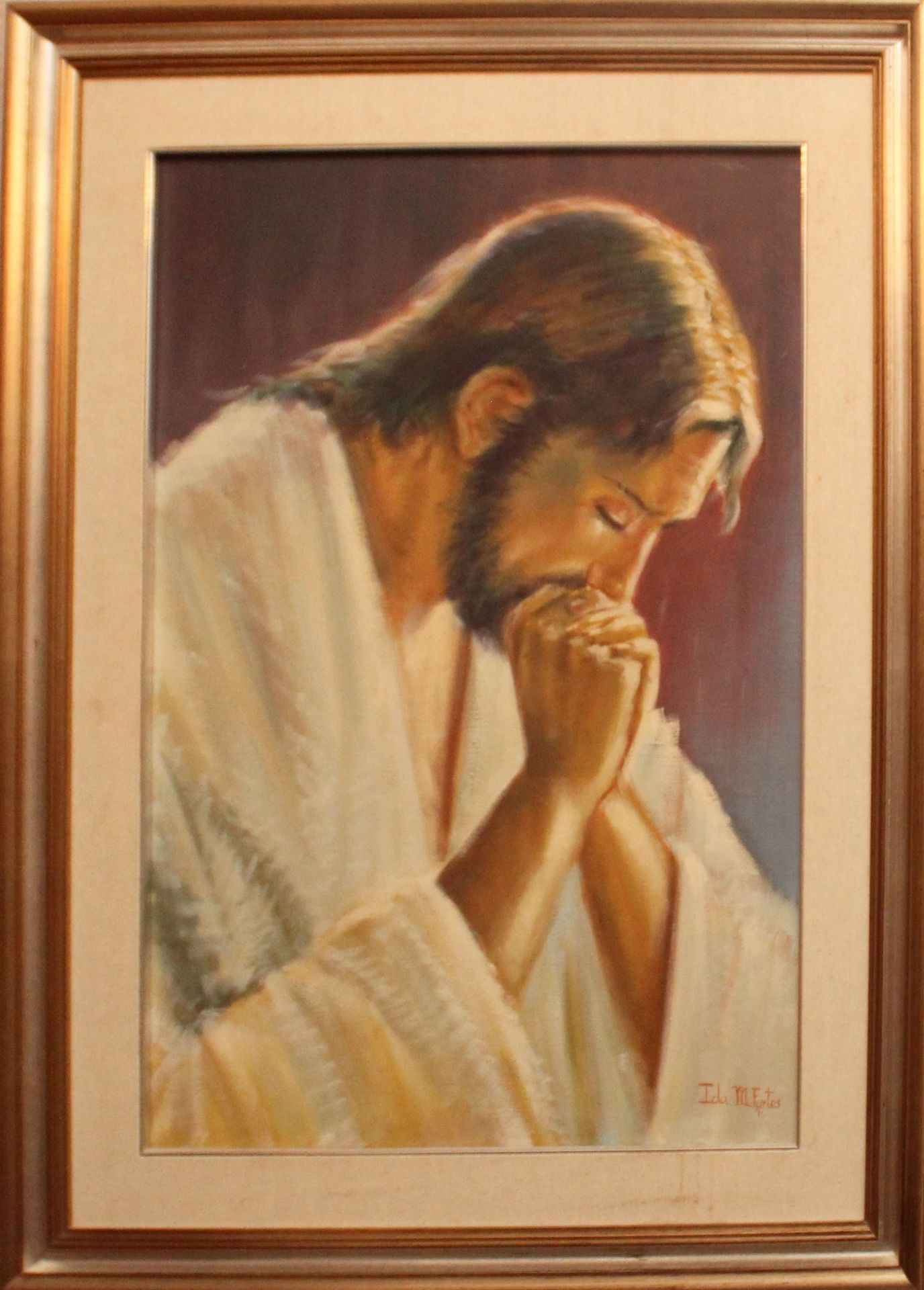 N. 70 (V.F. 943) CRISTO, OLIO SU TELA, FIRMATO IDA M. FORTES 96, CM. 50X70 CA. (BENI IN VIA