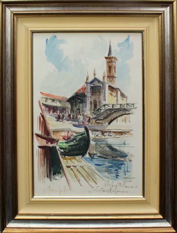 Vecchia Milano, Manfredi, acquerello, cm. 28x40