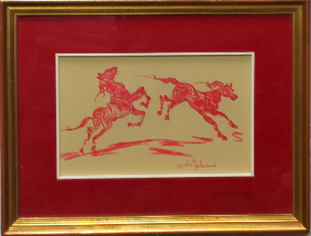 Cavalli, Giulio Falzoni, disegno, cm. 22x15