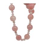 Collana in quarzo rosa e chiusura in oro, cm. 73 ca.