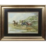 Fuga di cavalli, Corniani, acquerello, cm. 50x36