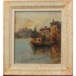 Scorcio del lago di garda, Belluzzi 1951 olio su cartoncino cm. 25x30