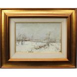 Paesaggio invernale, Pollesel, olio, cm. 32x20