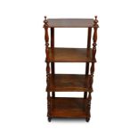 Etagere Veneta a 4 ripiani in noce con colonne tornite, metà '800, cm. 50x38xh112