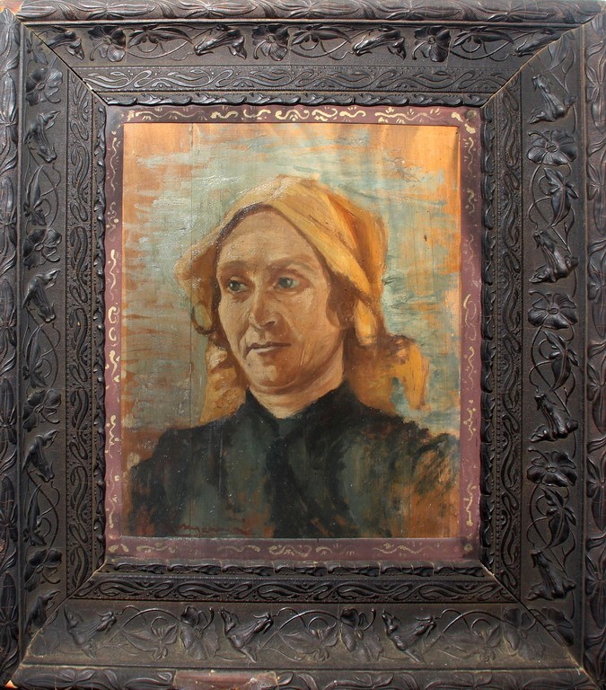 Ritratto di donna, olio su tela, primi'900, cm. 35x40 cornice coeva