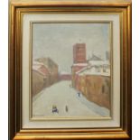 Neve a Piazza Sordello, Raffaldini, olio, cm. 40x50