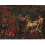 La morte di Alessandro, antico dipinto, olio su tela riportato su tavoletta, cm. 35x26