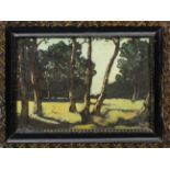 Parco, a firma G. Savi, olio su tavoletta, anni 30/40, cm. 25,5x18