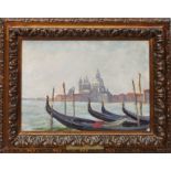 Venezia, placchetta con la scritta Guido Cadorin, non firmato, primi '900, olio su tela, cm. 40x29