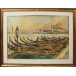 Gondole a Venezia, a firma Frank Rehin 1924, olio su tela cm. 55x38