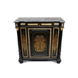 Credenza Napoleone III con piano in marmo intarsiato in madreperla e ottone cm. 105x45xh105