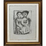 Due donne, grafica su carta, firmata Campigli 52, 23/125, cm. 48x63