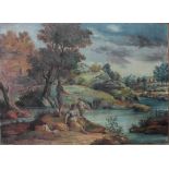 Paesaggio con pescatori, tempera su tela, Verona, cm. 220x156, del '700, ambito Tommaso Andrea