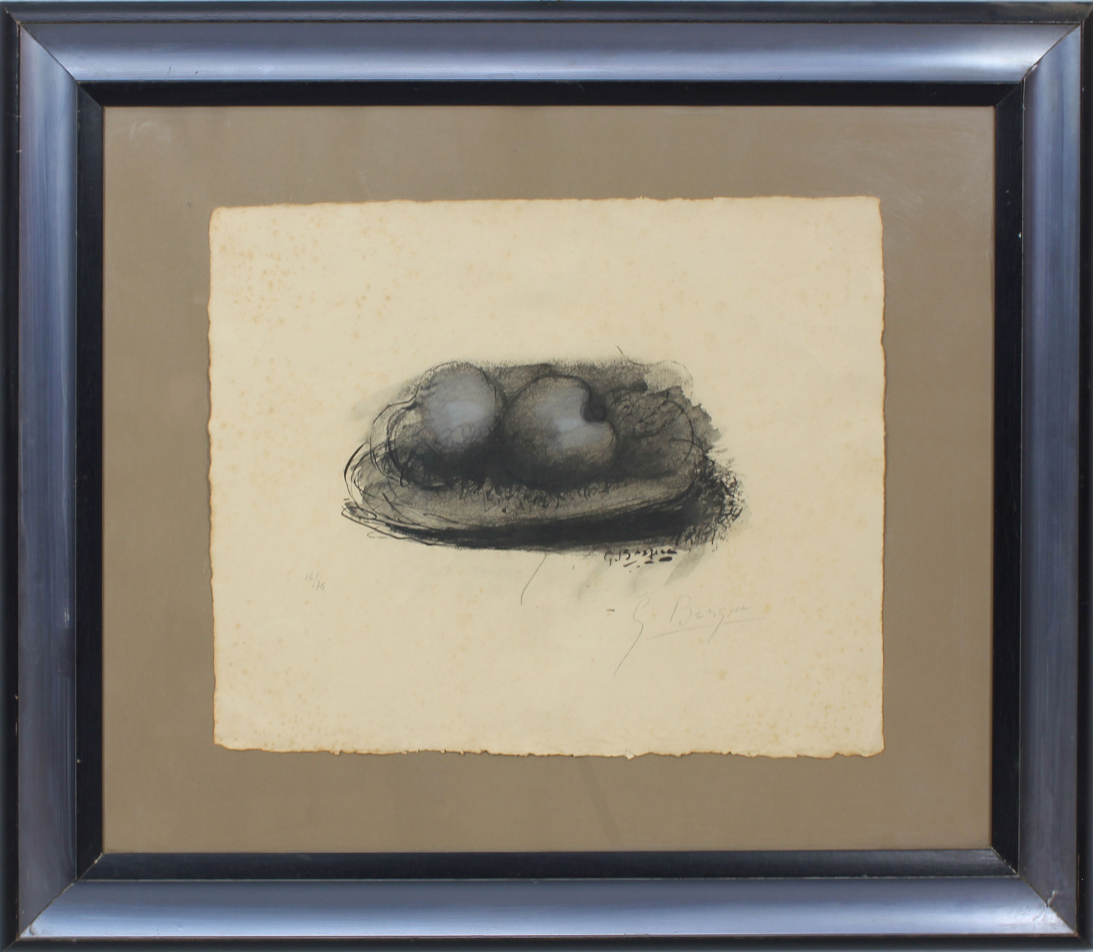 Frutta, grafica 16/75, firmata G. Braque?, cm. 48x40