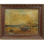 Barca con pescatori, a firma A Giglioli, olio su tela, primi '900, cm. 37x27